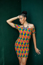 Load image into Gallery viewer, African print Sope Color block bodycon dress
