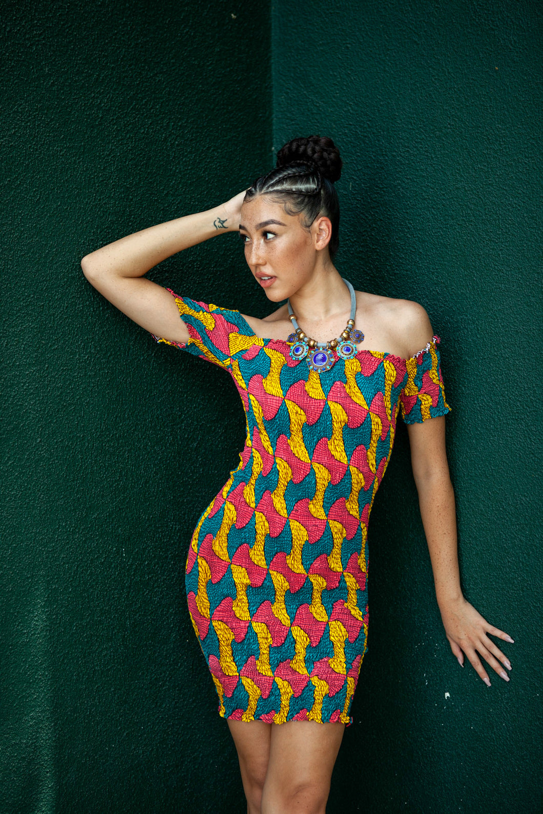 African print Sope Color block bodycon dress