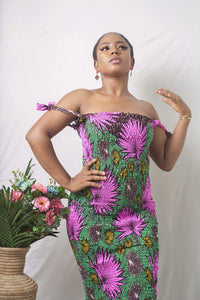African print Soga pink splash bodycon dress
