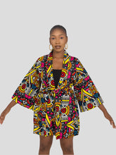 Load image into Gallery viewer, African print Yass-yellow kimono jacket
