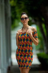 African print Sope Color block bodycon dress