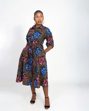 Load image into Gallery viewer, African print Nike midi shirt dress
