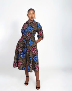 African print Nike midi shirt dress