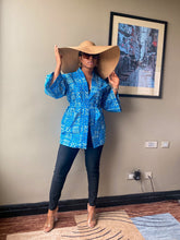 Load image into Gallery viewer, African print Bade Blue kimono
