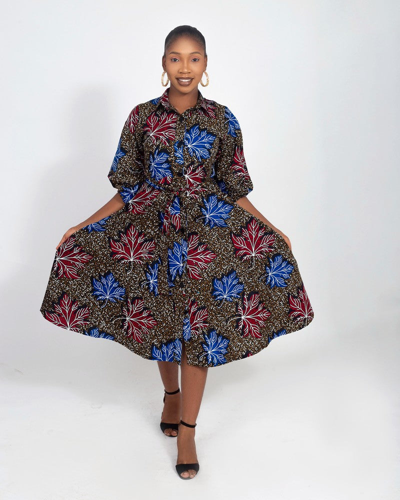 African print Nike midi shirt dress