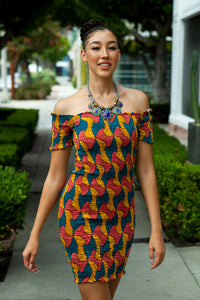 African print Sope Color block bodycon dress